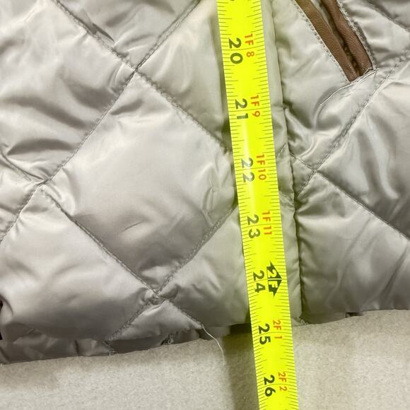 Lauren Ralph Lauren Womens Medium Quilted Puffer Jacket Gray Faux Leather Trim - Picture 5 of 14